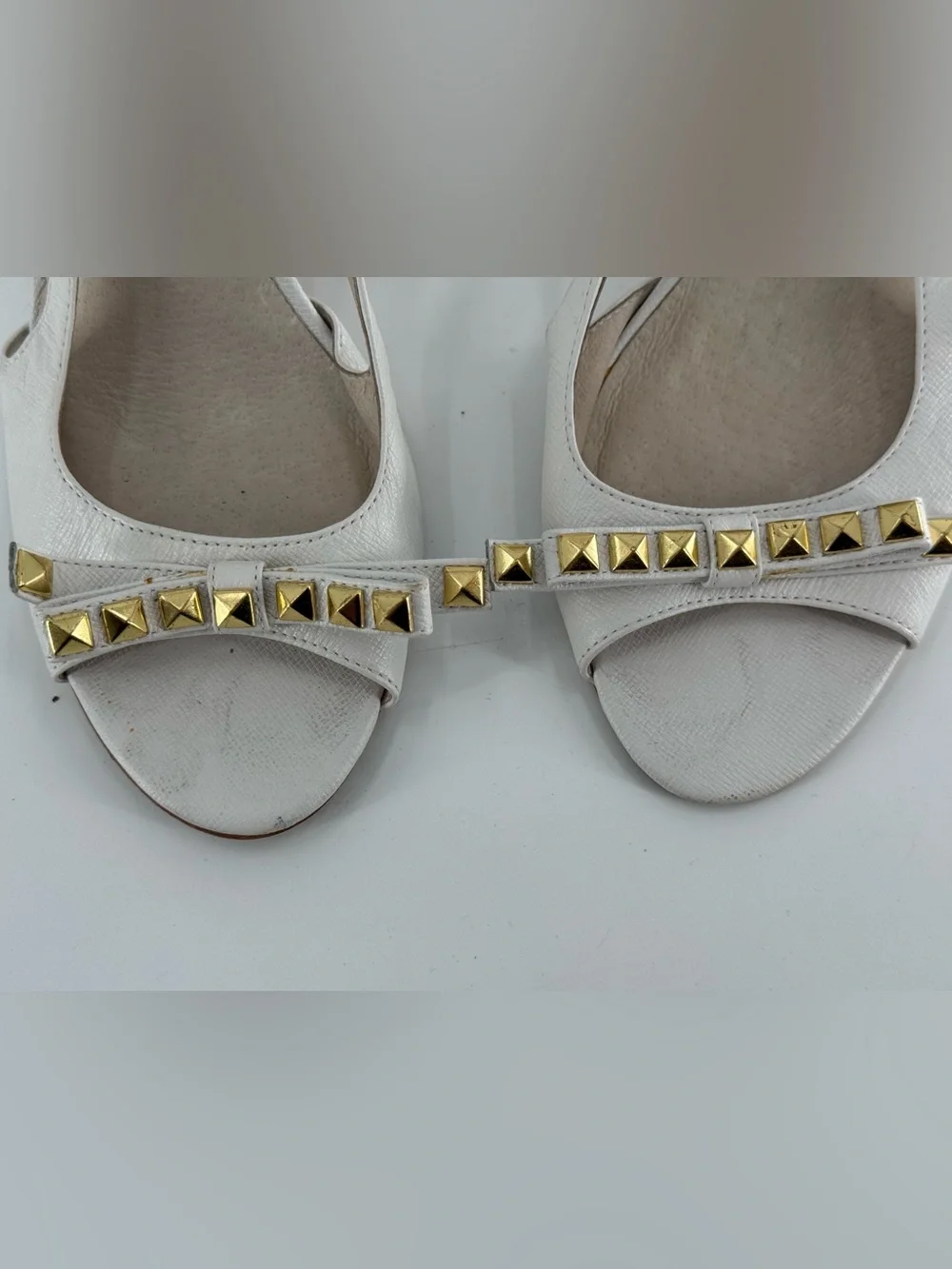 Michael Kors Studded Bow Open Toe Slingback Heels Pumps 8 - Picture 9 of 9